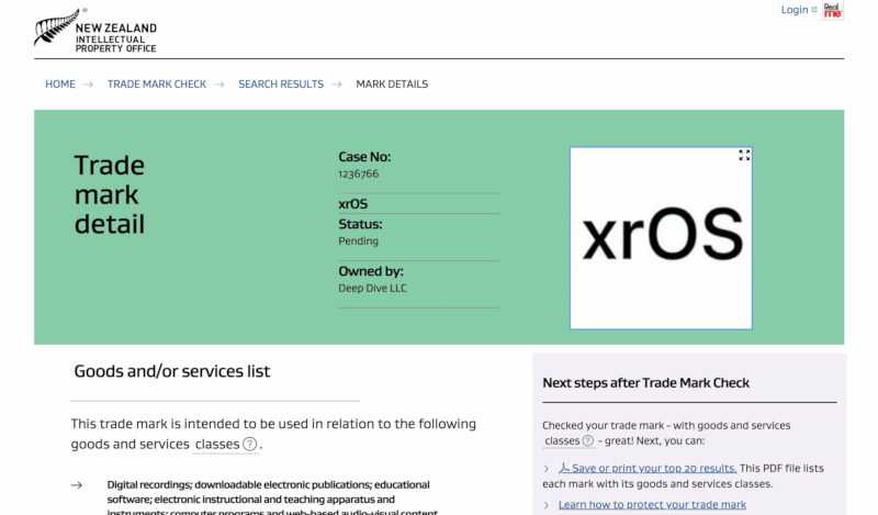 Apple has officially launched the xrOS trademark for the AR headset