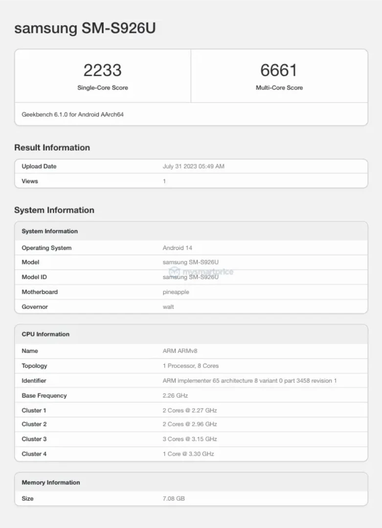 Geekbench 6: Samsung Galaxy S24+ with Snapdragon 8 Gen 3 - massive performance boost | Image 2 Geekbench 6: Samsung Galaxy S24+ with Snapdragon 8 Gen 3 - massive performance boost (4d9lq0tg764p)