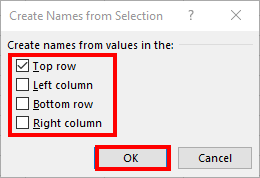 How to name a range in Microsoft Excel | Image 10 How to name a range in Microsoft Excel (create from selection 03 check top row)