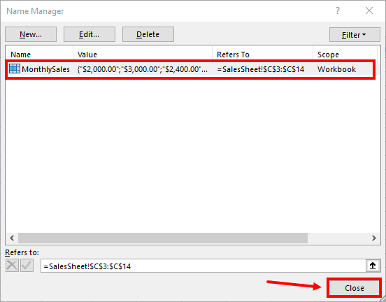 How to assign a name to a range in Microsoft Excel | Image 8 How to assign a name to a range in Microsoft Excel (name manager 03 close)