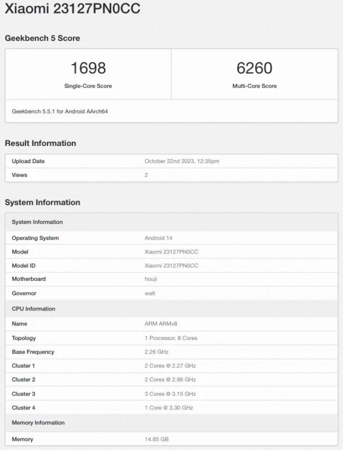 Xiaomi 14 and 14 Pro appeared on Geekbench | Image 1 Xiaomi 14