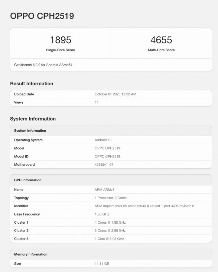 Oppo Find N3 Flip appeared on Geekbench ahead of global launch | Image 1 Oppo Find N3 Flip appeared on Geekbench ahead of global launch (gsmarena 001 69)