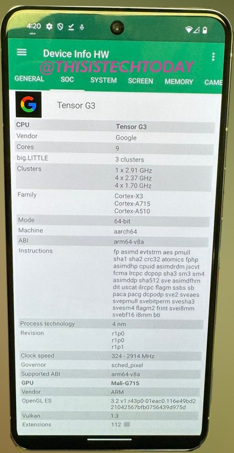 New Pixel 8 Pro leak reveals details about Tensor G3 chip | Image 4 New Pixel 8 Pro leak reveals details about Tensor G3 chip (gsmarena 001 73)