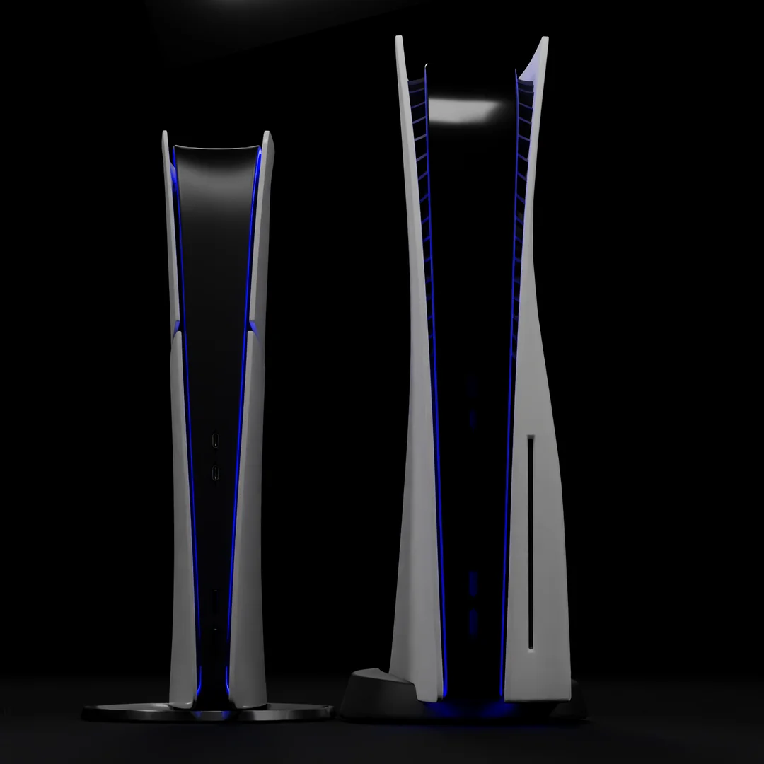 PS5 Slim compared to original console in render | Image 5 PS5 Slim compared to original console in render (ps5 slim 3d model and ps5 fat 3d model size comparison v0 ligczscvkotb1)