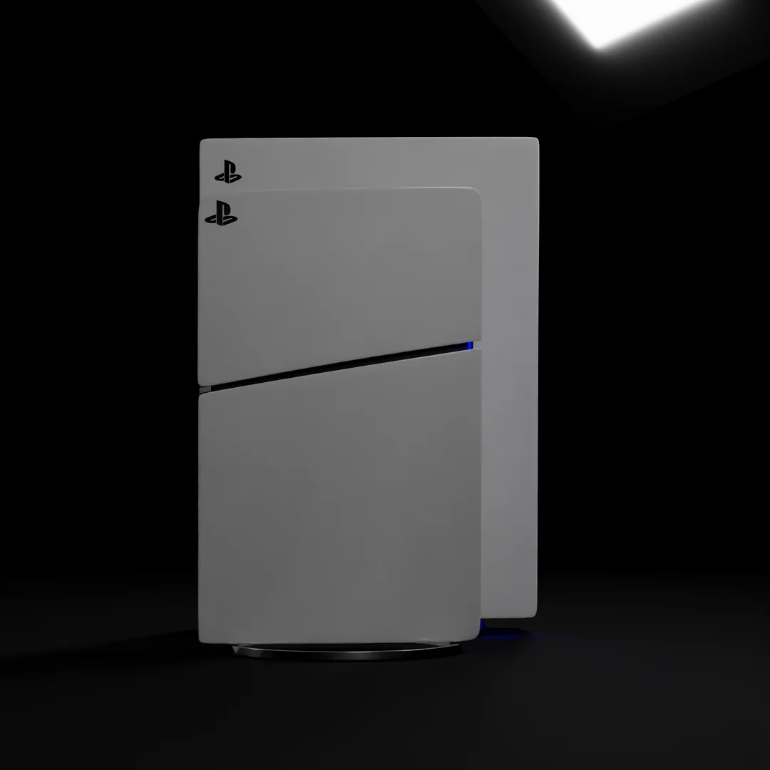 PS5 Slim compared to original console in render | Image 2 PS5 Slim compared to original console in render (ps5 slim 3d model and ps5 fat 3d model size comparison v0 qq5tbeivkotb1)