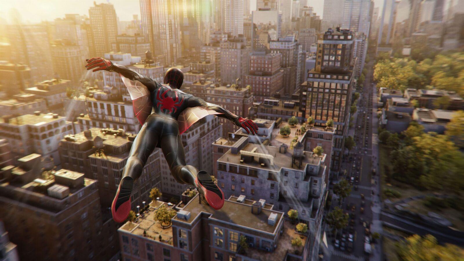PS5 Games with Better Graphics: Part 1 | Image 3 PS5 Games with Better Graphics: Part 1 (marvels spider man 2 flying suit 5k 4096x2304 1 scaled)