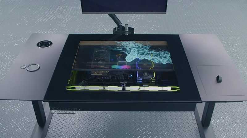 Lian Li announced a computer desk with built-in PC and transparent screen