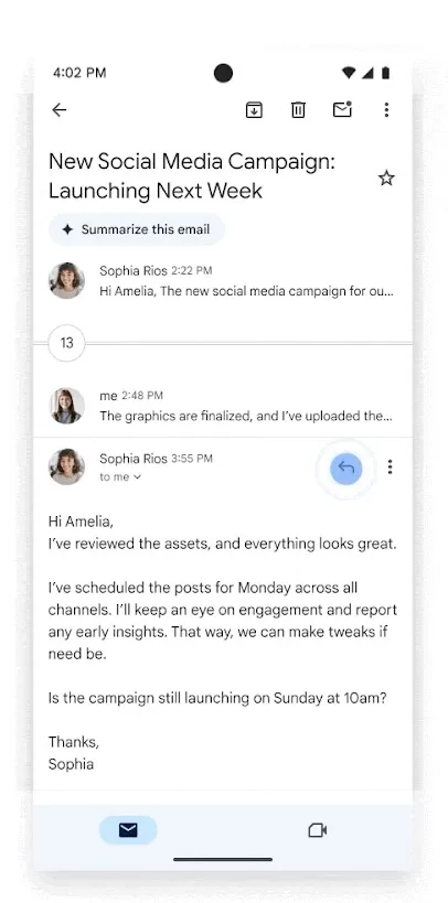 Gmail begins rolling out Gemini-enabled smart replies | Image 1 Gmail begins rolling out Gemini-enabled smart replies (gmail contextual smart replies 1.jpg)