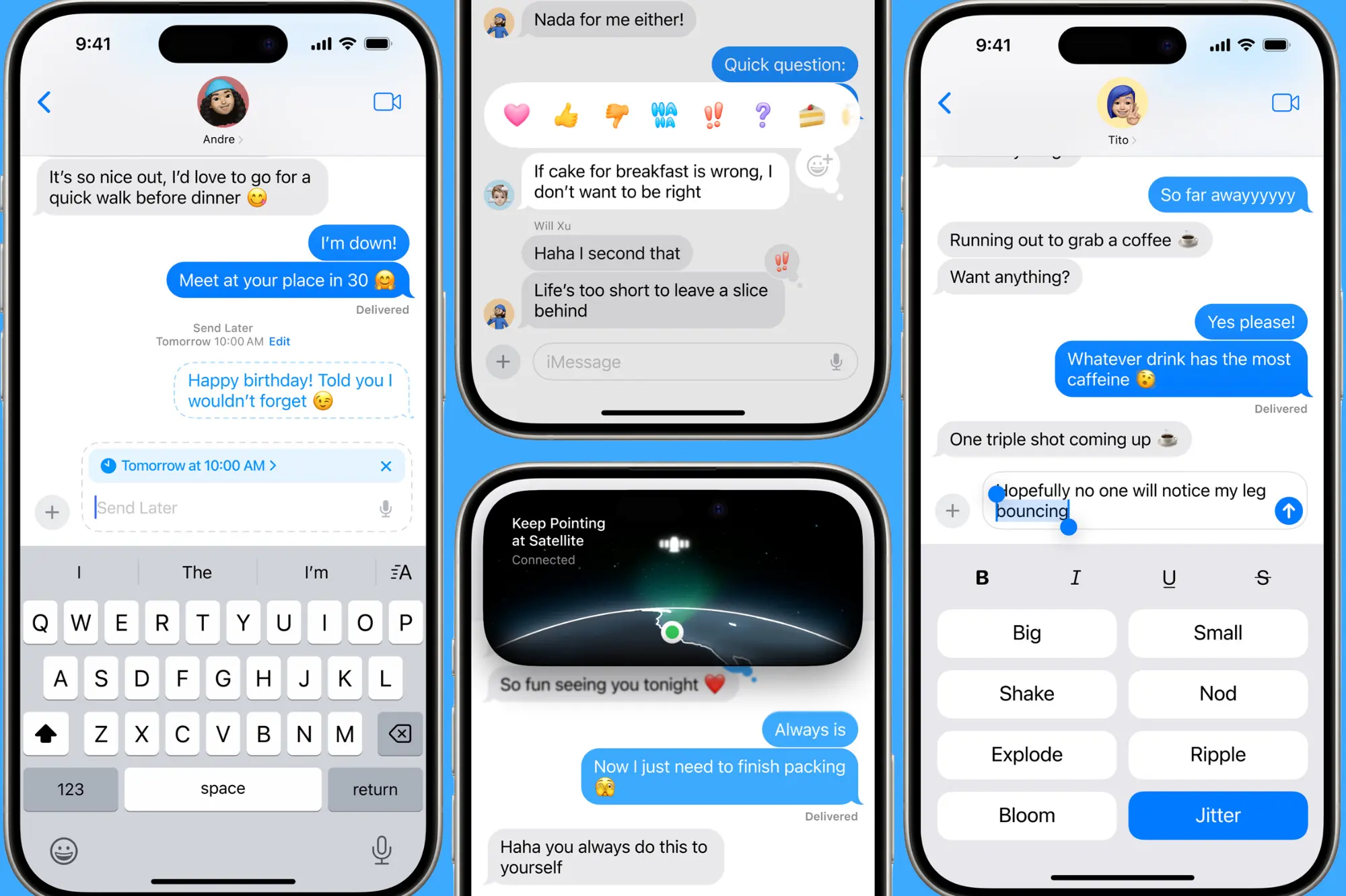 iOS 18: Everything you need to know about the iOS update for iPhone. Part 2 | Image 3 iOS 18: Everything you need to know about the iOS update for iPhone. Part 2 (ios 18 imessage features blue background)