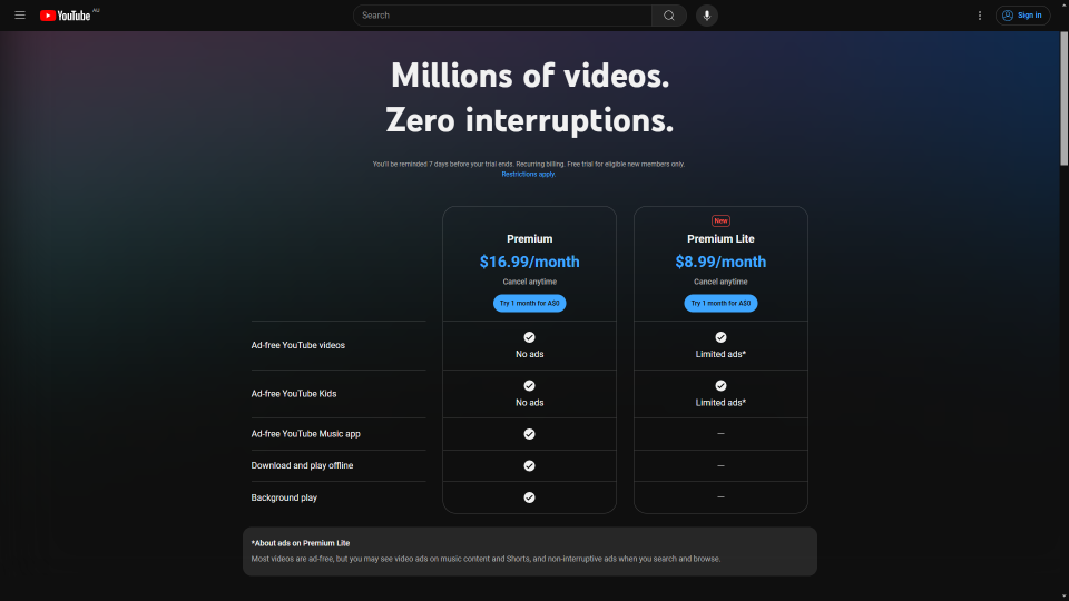 YouTube is testing a new version of its Premium Lite subscription YouTube is testing a new version of its Premium Lite subscription