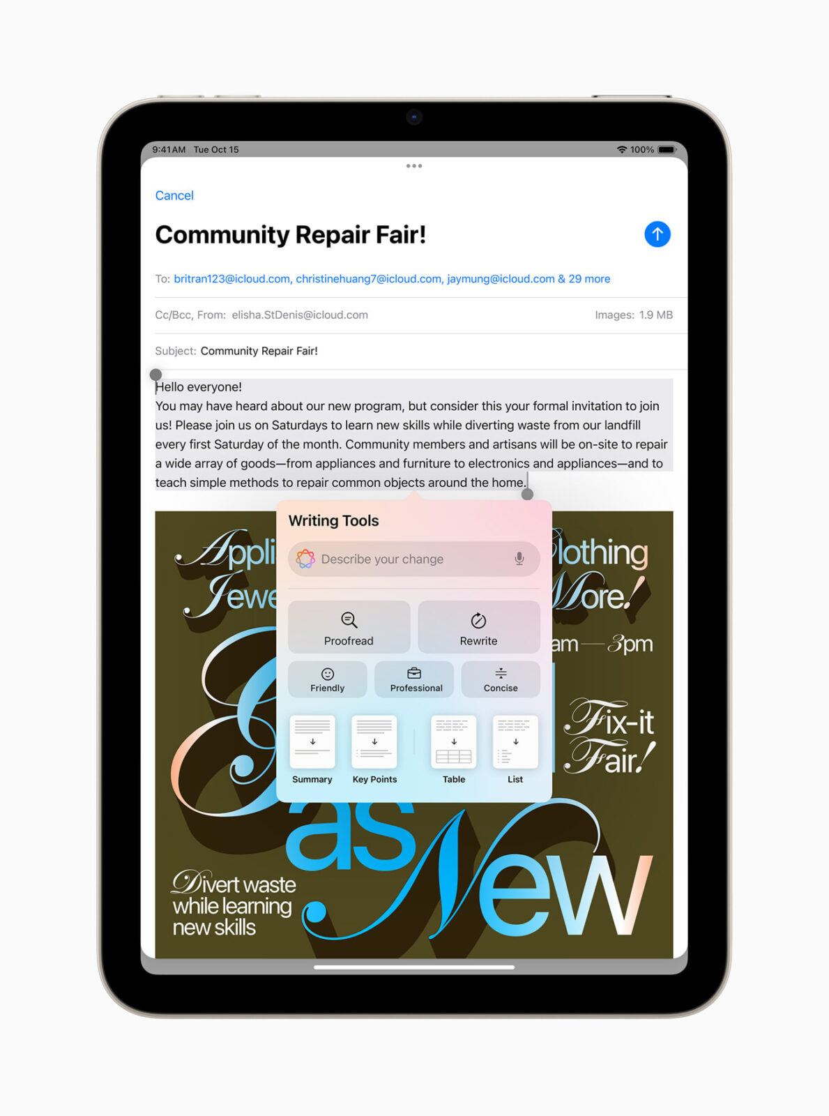What's new in iPad mini with A17 Pro: the little tablet is even more powerful and versatile | Image 5 What's new in iPad mini with A17 Pro: the little tablet is even more powerful and versatile (apple ipad mini apple intelligence writing tools)