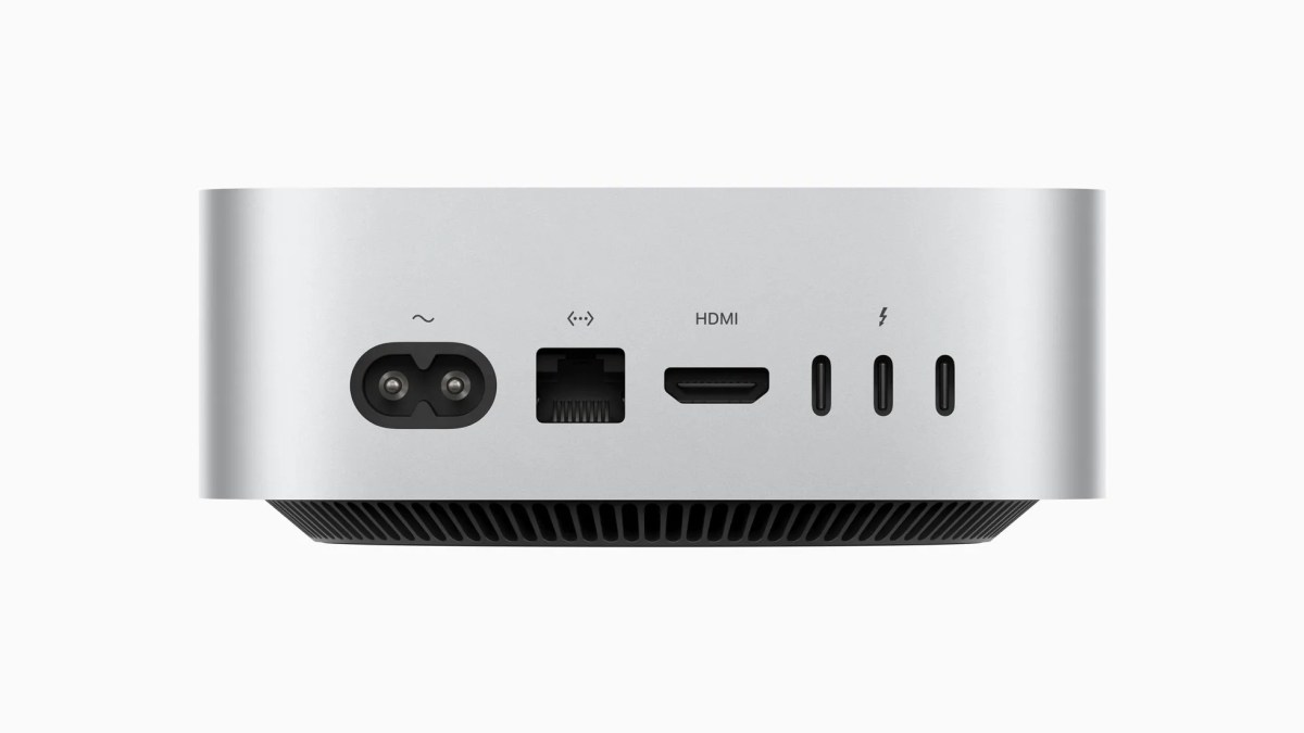 Apple unveils new compact Mac Mini with first redesign since 2010 | Image 2 Apple unveils new compact Mac Mini with first redesign since 2010 (apple mac mini back facing)