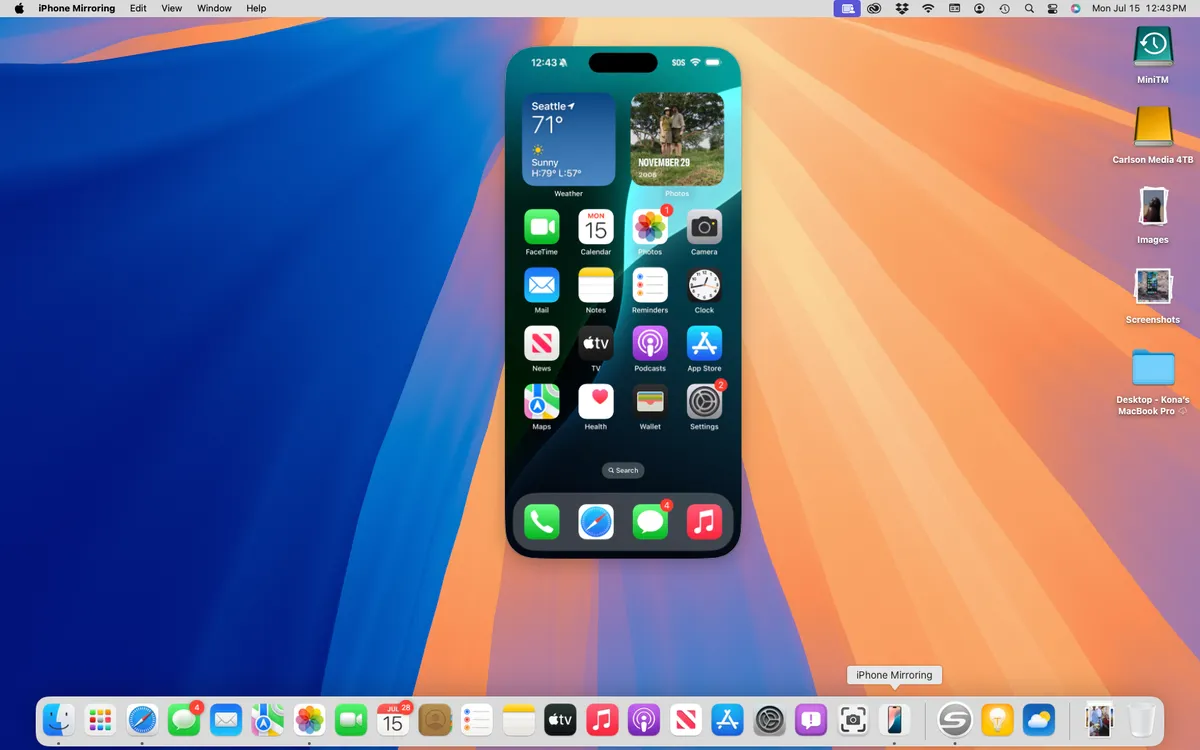 How to bring up iPhone screen on macOS Sequoia | Image 1 How to bring up iPhone screen on macOS Sequoia (iphone mirroring howto connected.png)