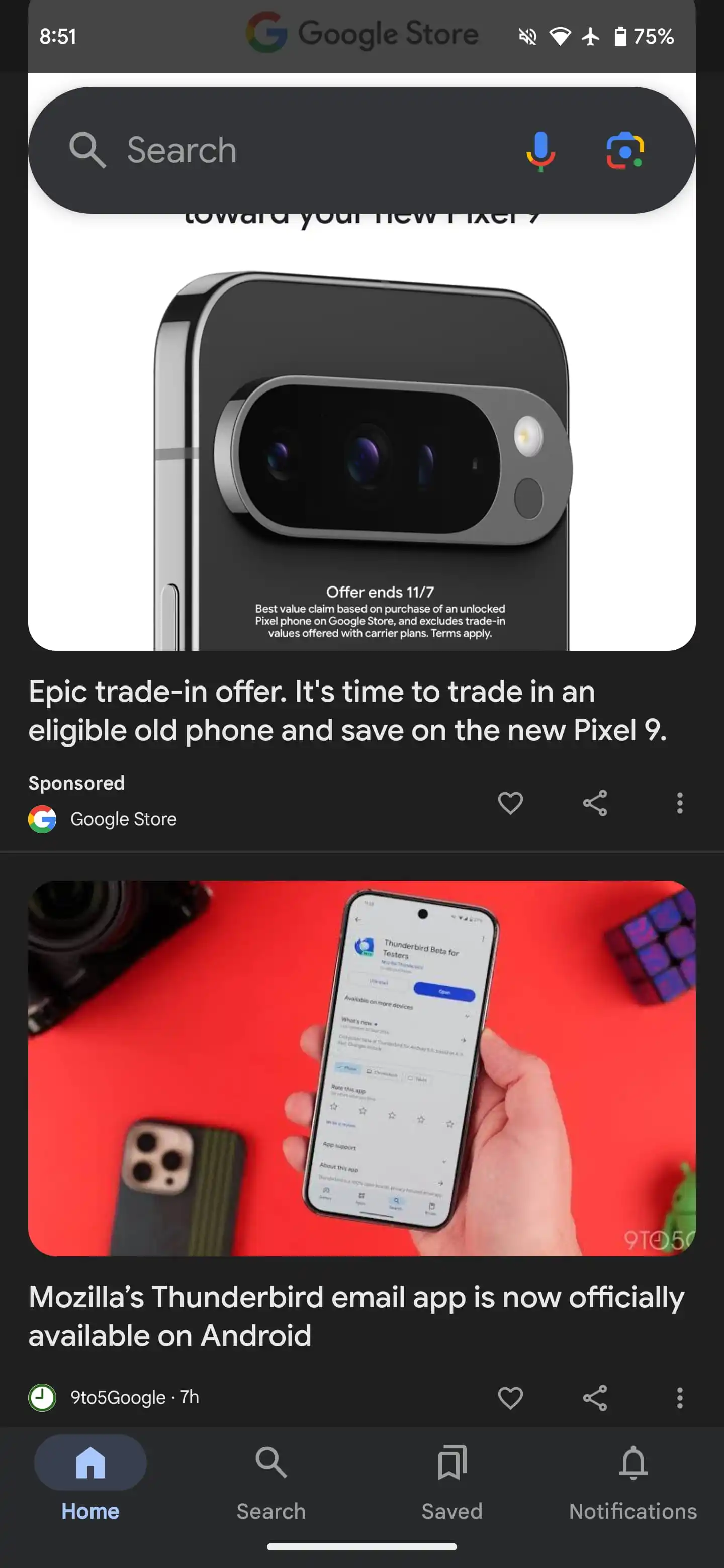 Google Discover is testing a new Material 3-style card design | Image 1 Google Discover is testing a new Material 3-style card design (google discover current 2.jpg)