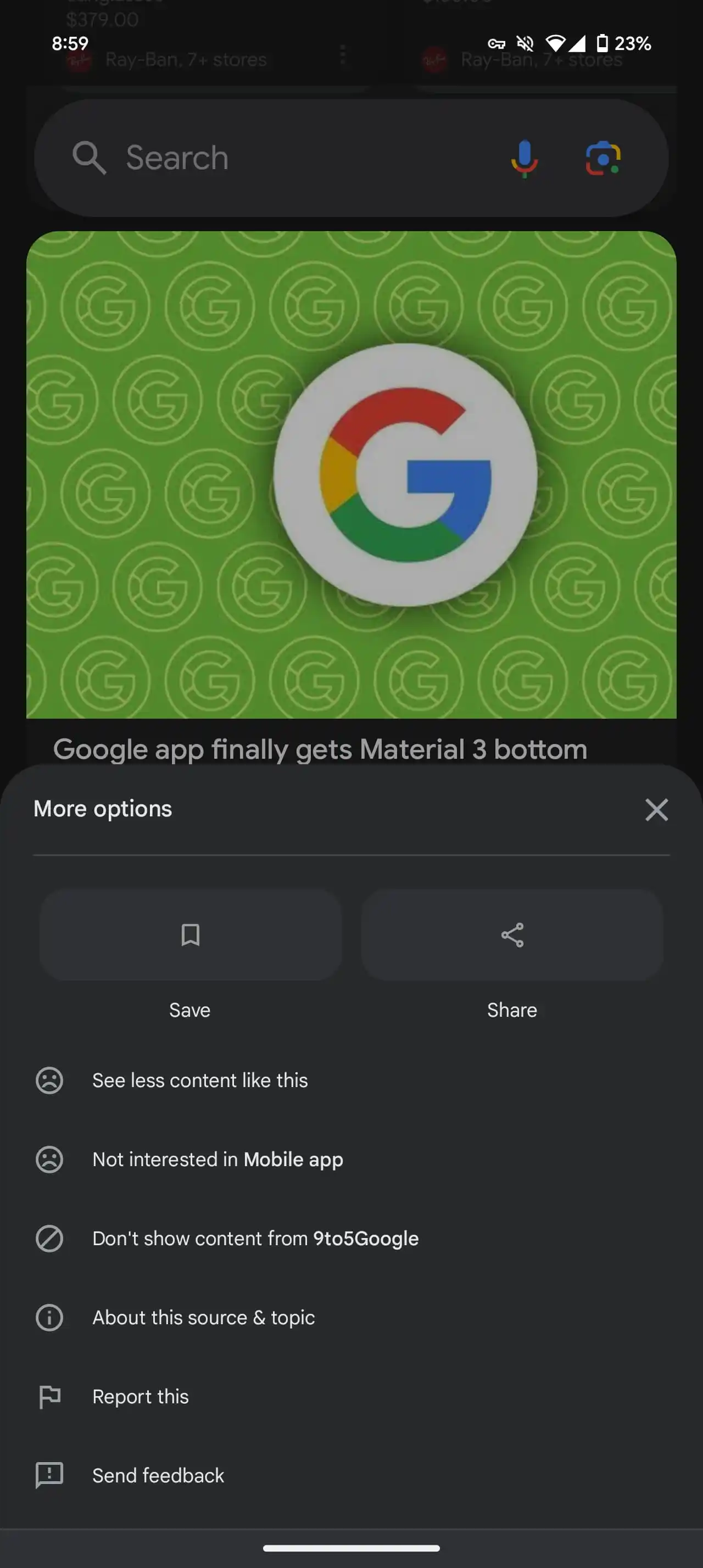 Google Discover is testing a new Material 3 style card design | Image 4 Google Discover is testing a new Material 3 style card design (google discover material 3 redesign 4.jpg)