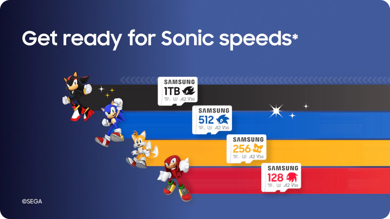 Samsung is releasing a collection of microSD cards in honor of Sonic the Hedgehog