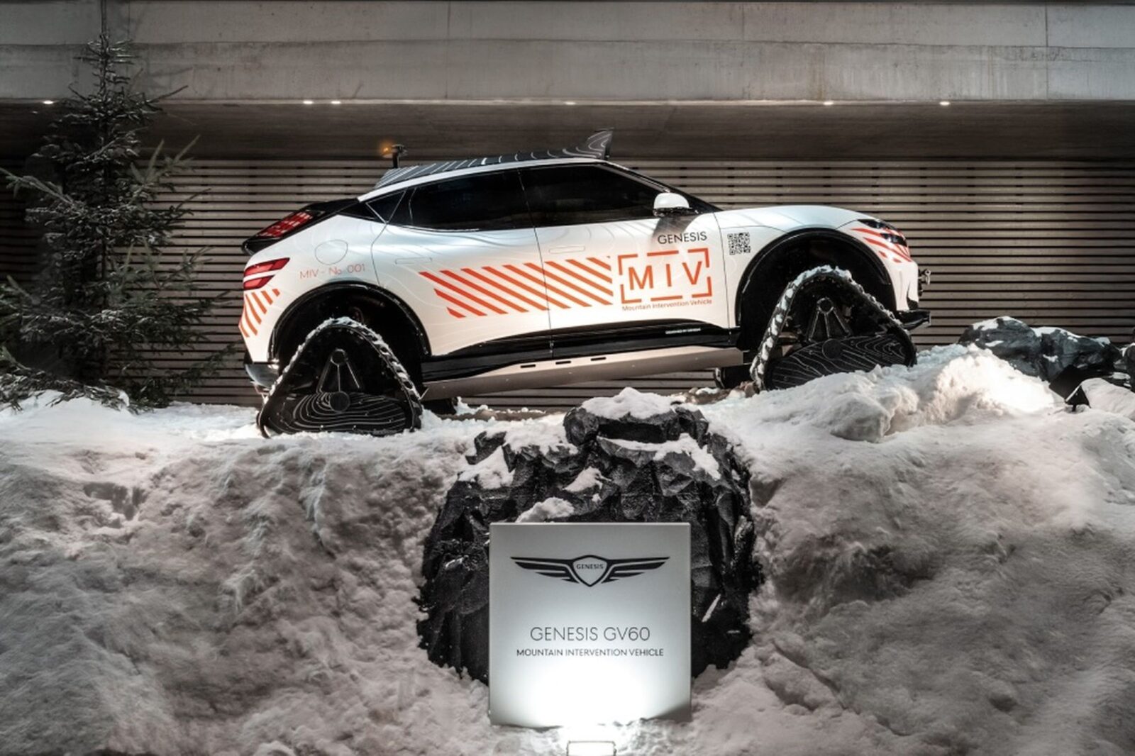 Genesis turned the GV60 into a snowmobile for an experiment | Image 2 Genesis turned the GV60 into a snowmobile for an experiment (250124 genesisshowcasesgv60mountaininterventionvehicleconceptatdavos2025 6)