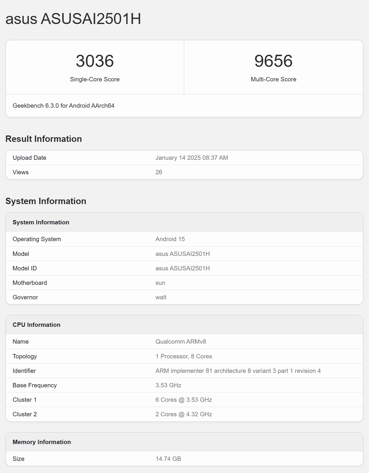 Asus Zenfone 12 Ultra tested in Geekbench | Image 1 Asus Zenfone 12 Ultra