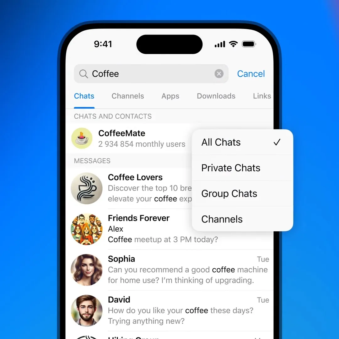 Telegram received another update: new verification system, NFT-gives and improved search filters | Image 3 Telegram has received another update: new verification system, NFT givens and improved search filters (videoframe 2538)