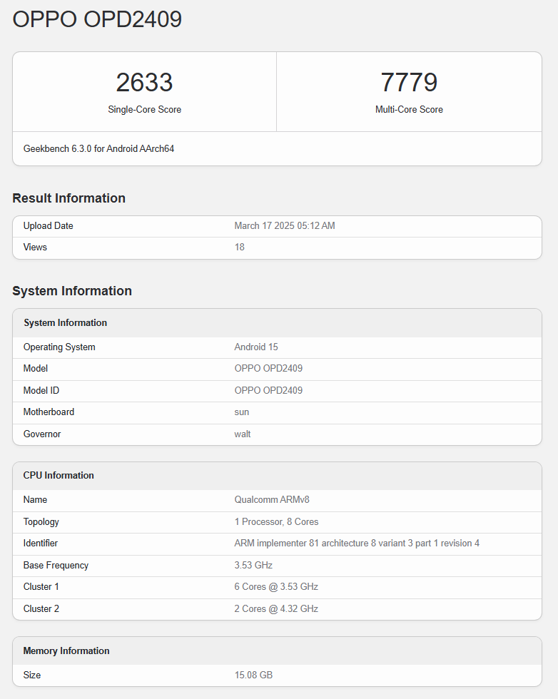 OnePlus Pad 2 Pro revealed in Geekbench: Snapdragon 8 Elite and 16GB RAM | Image 1 OnePlus Pad 2 Pro revealed in Geekbench: Snapdragon 8 Elite and 16GB RAM (screenshot 2025 03 24 081229)