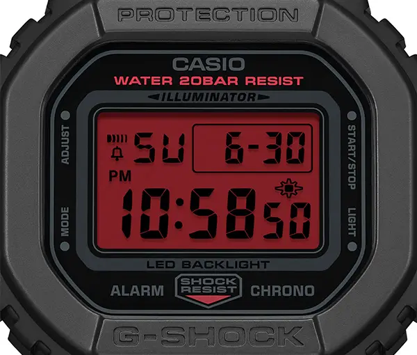 G-SHOCK unveils new DW-5600BBR-1 amber-lit model | Image 4 G-SHOCK unveils new DW-5600BBR-1 amber-lit model (dw 5600bbr 1er dial 1)