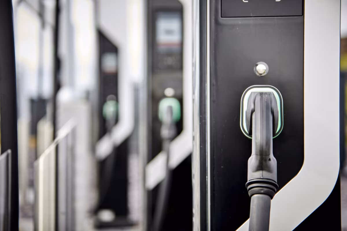New Covestro technology reduces risk of battery fires in electric cars 3 a bank of electric car chargers 918491