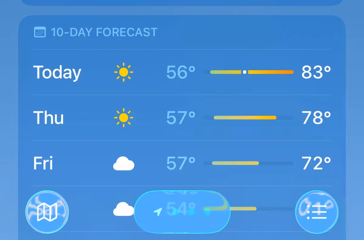 Apple has released public betas for iOS 26, macOS Tahoe 26 and other updates 3 weather liquidglass crop.jpg