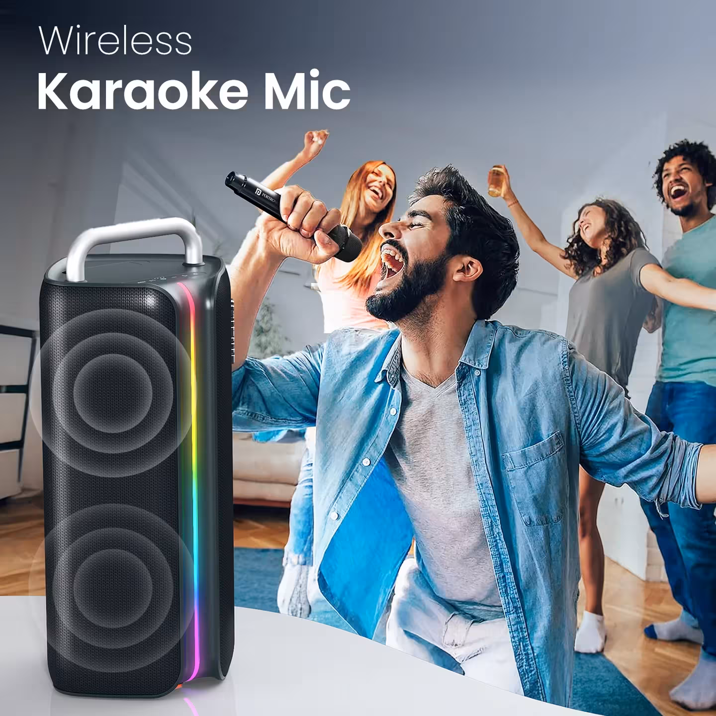 Portronics unveils Nebula X speaker with karaoke and RGB lighting 3 portronics nebula x 150w party speaker 1