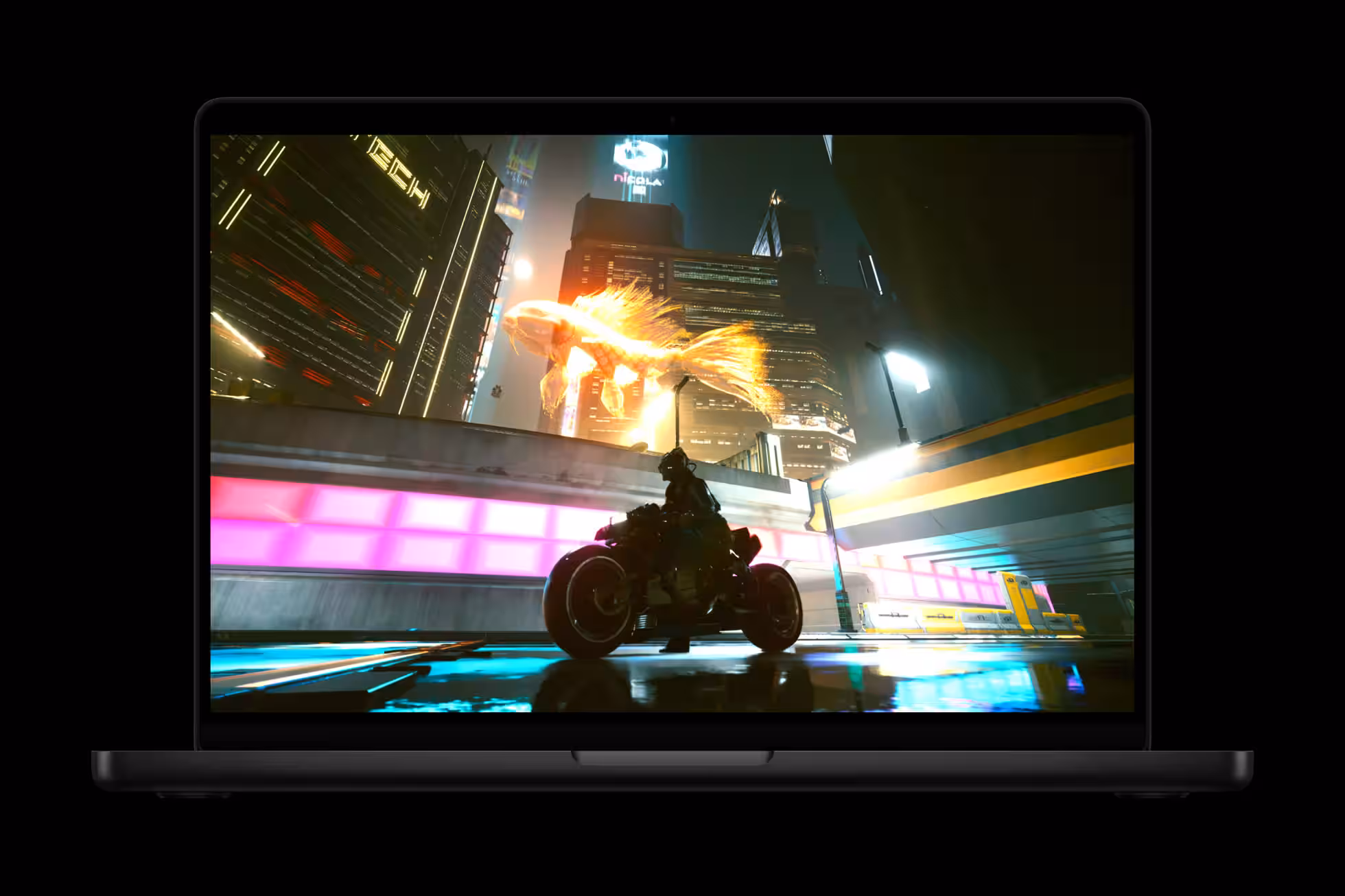 MacBook Pro 14 with M5 chip: leaps in AI, faster SSD, and up to 24 hours of runtime 7 apple macbook pro 14 in gaming cyberpunk 2077 ultimate edition