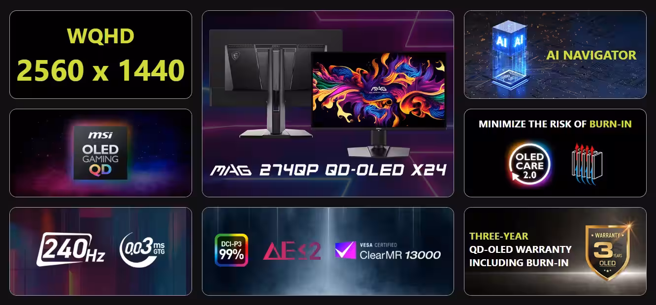 MSI unveiled the MAG 274QP X24 QD-OLED gaming monitor for $499 $3 msi mag 274qp x24 1