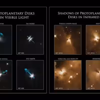The Hubble telescope has captured a cluster of protoplanetary disks 4 hubble images of protoplanetary disks in visible and infrared light