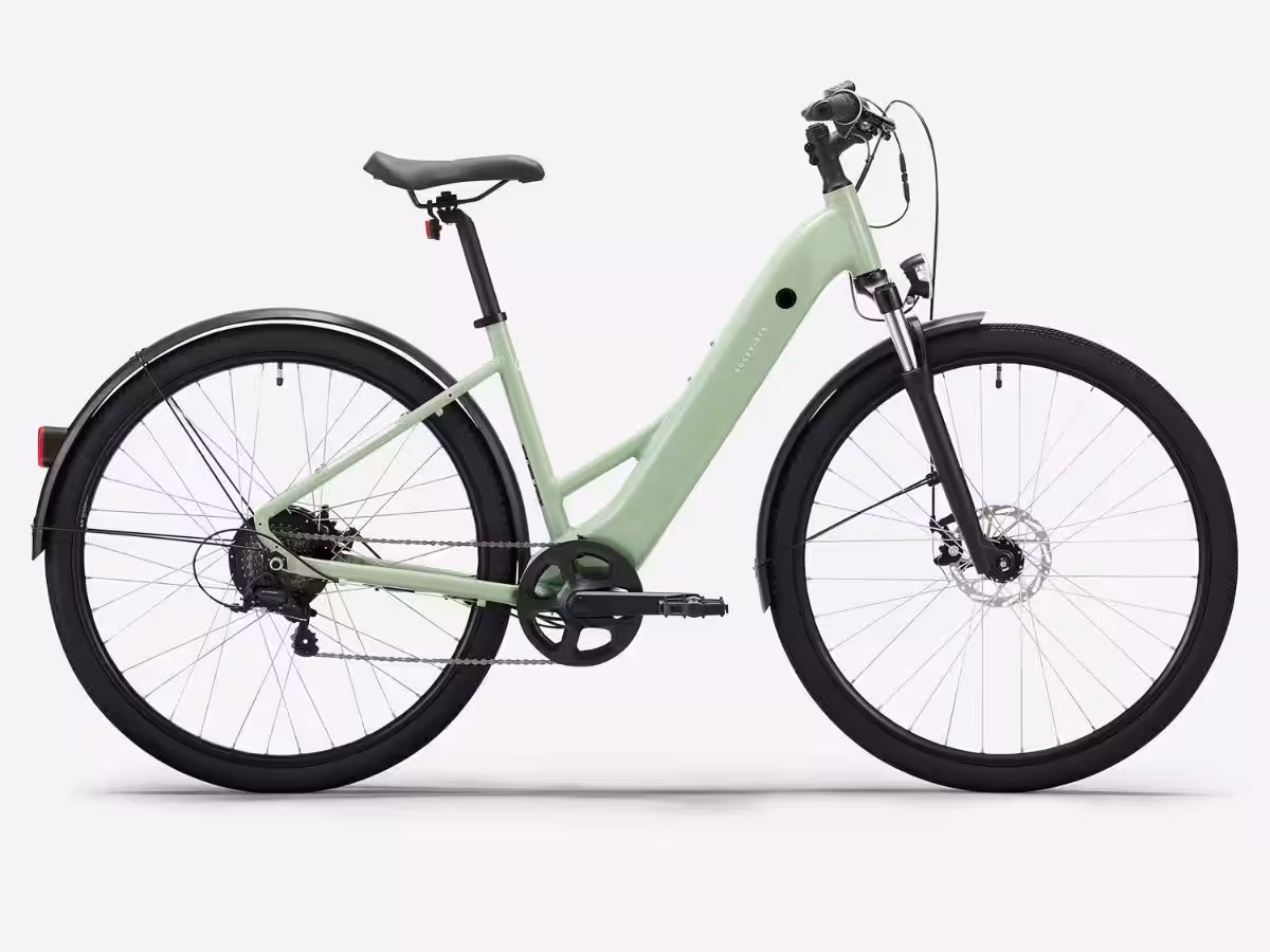 decathlon rockrider e actv 100 almond green electric bike