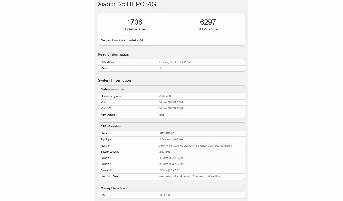 Poco X8 Pro appears on Geekbench with Dimensity 8500, Android 16, and 6500 mAh battery 3 gsmarena 001 13